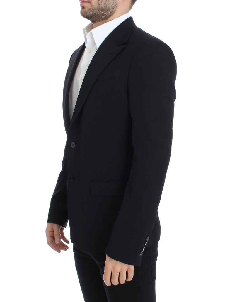 Black wool slim fit blazer