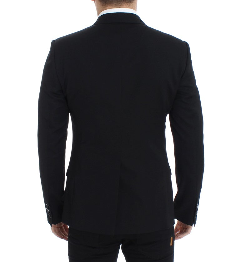 Black wool slim fit blazer