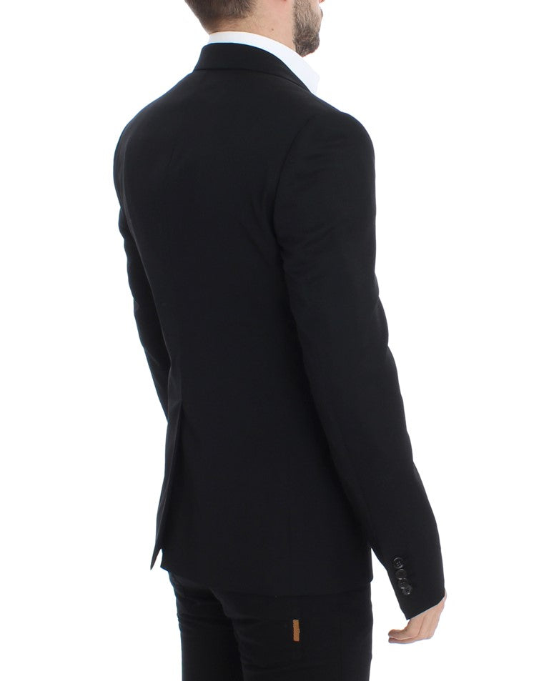 Black wool slim fit blazer