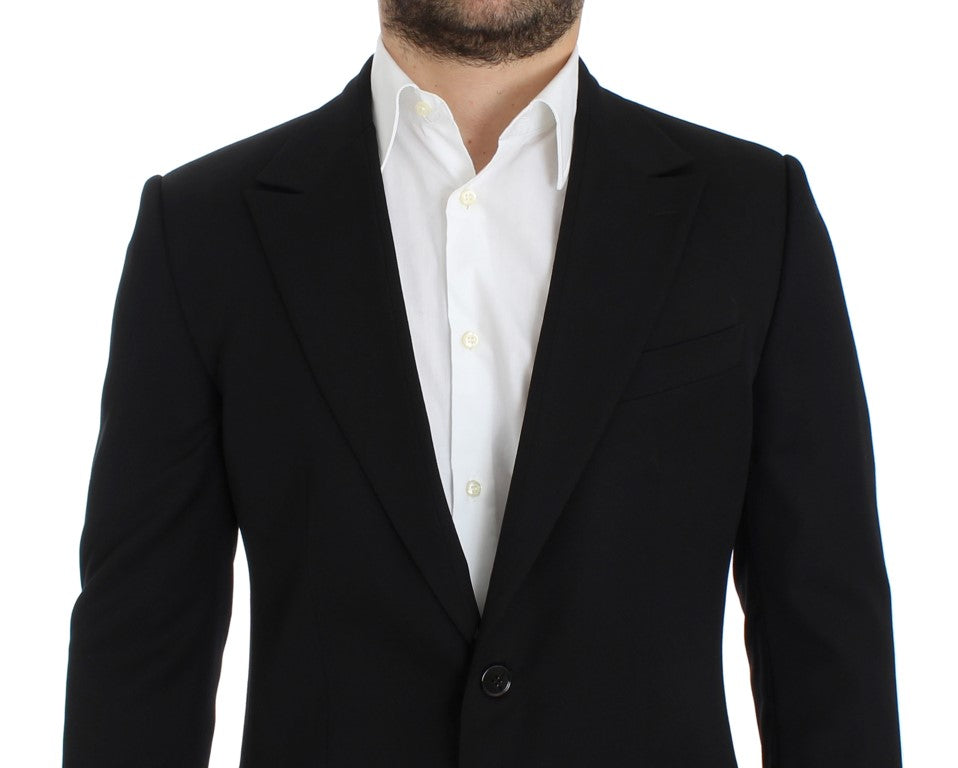 Black wool slim fit blazer