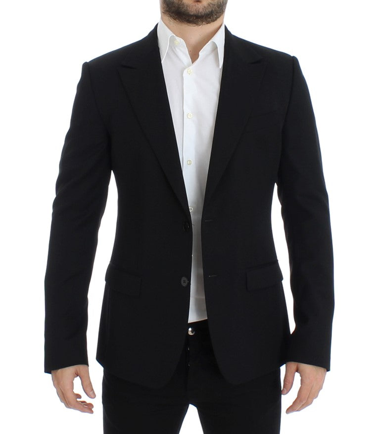 Black wool slim fit blazer