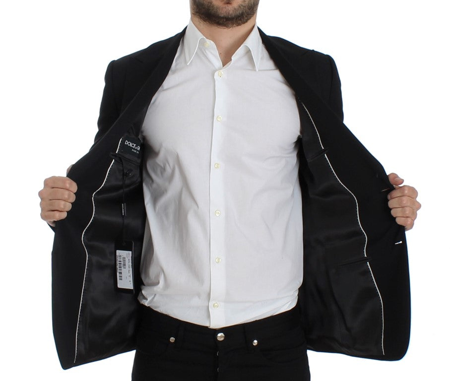 Black wool slim fit blazer