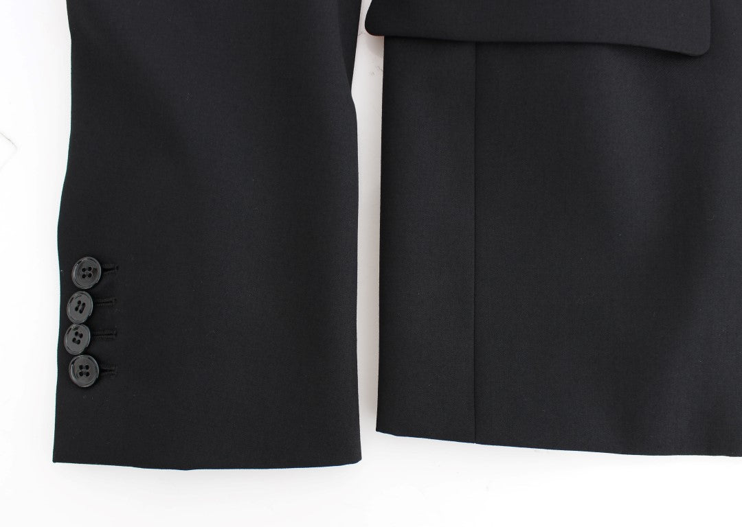 Black wool slim fit blazer