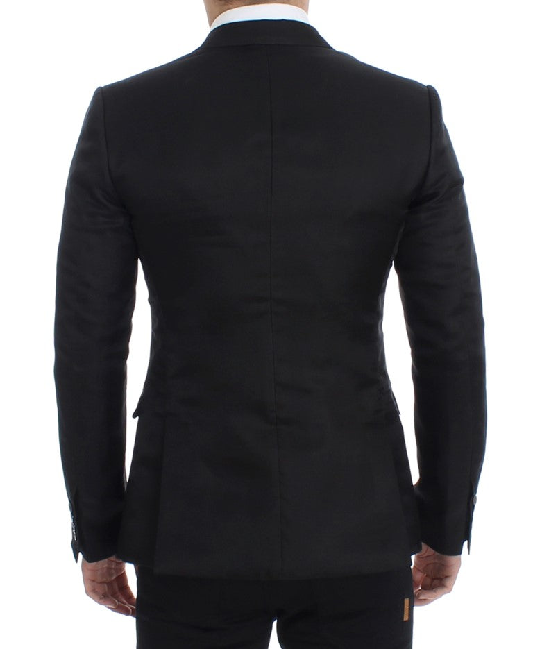 Black silk slim fit blazer
