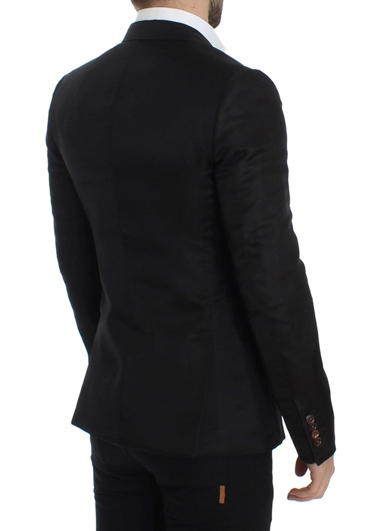 Black silk slim fit blazer