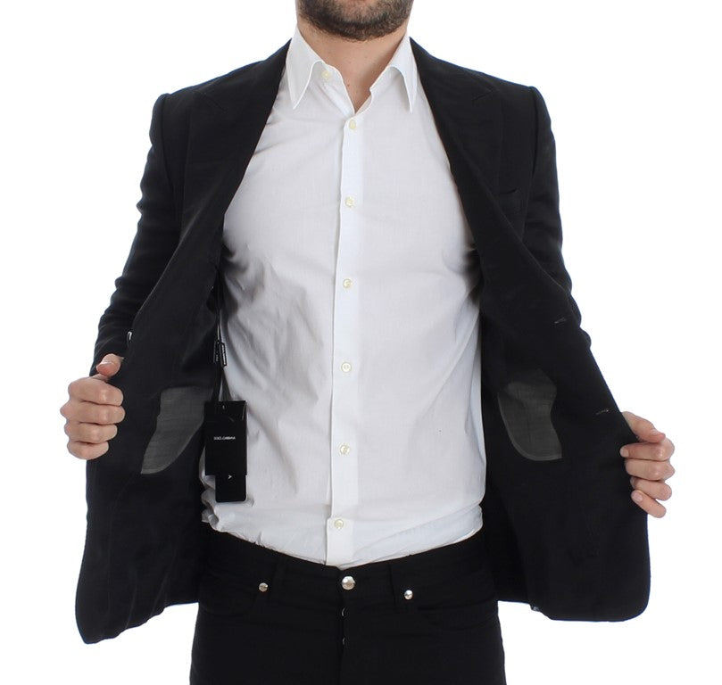Black silk slim fit blazer