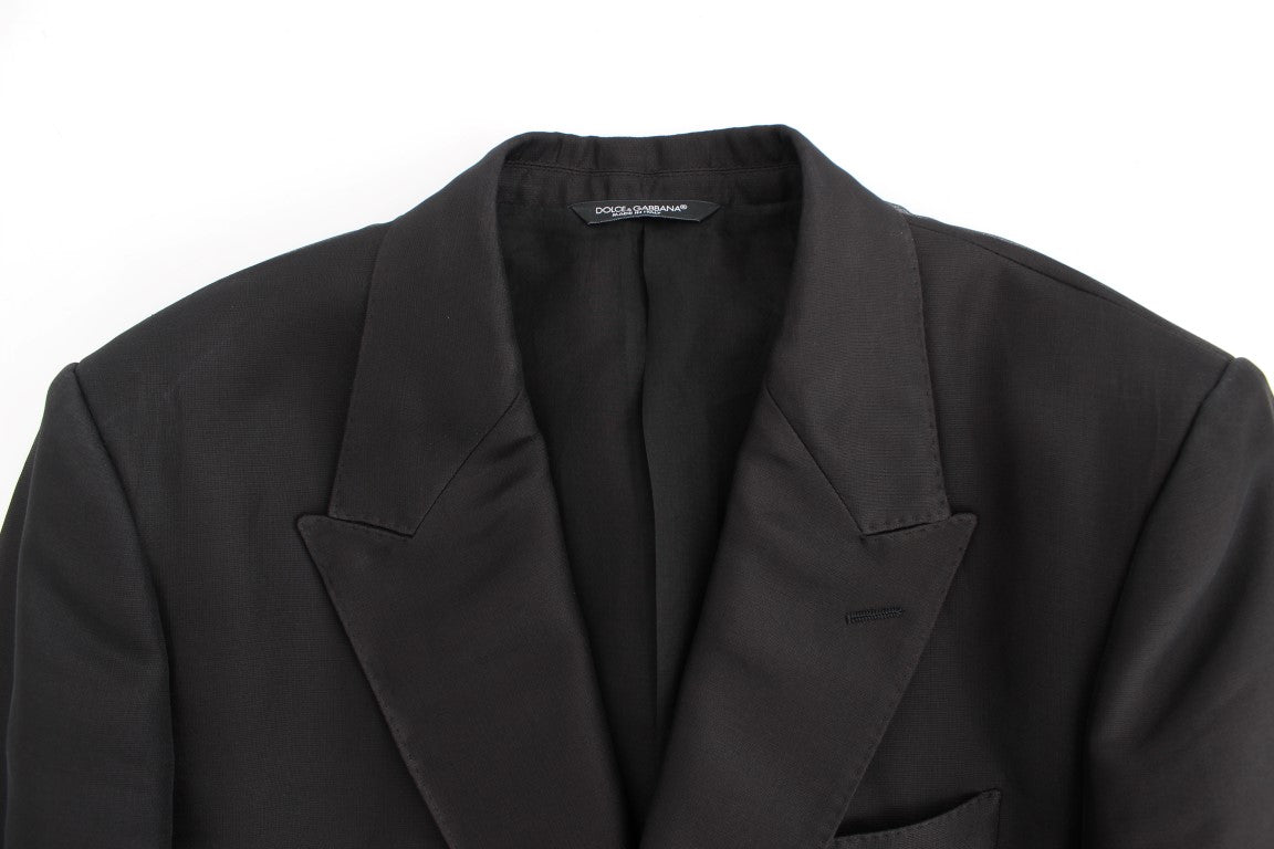 Black silk slim fit blazer