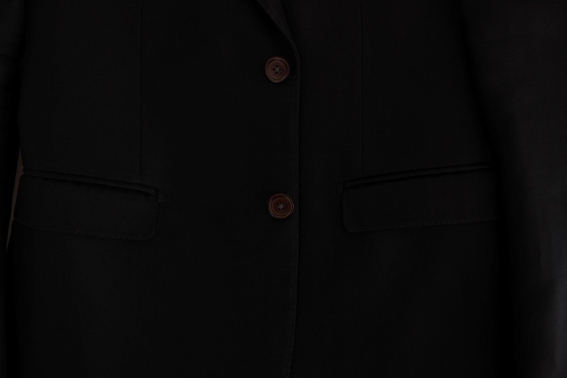 Black silk slim fit blazer