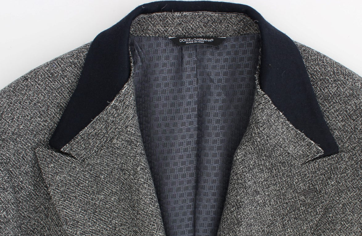 Gray wool double breasted blazer