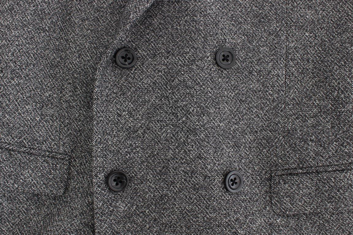 Gray wool double breasted blazer