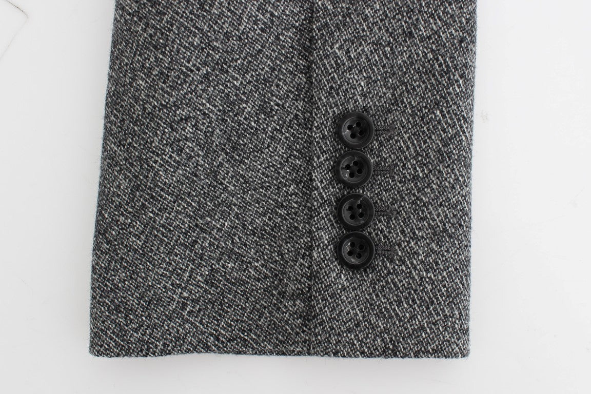 Gray wool double breasted blazer