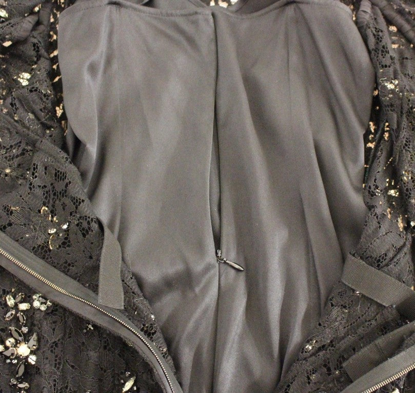 Black floral lace crystal embedded dress