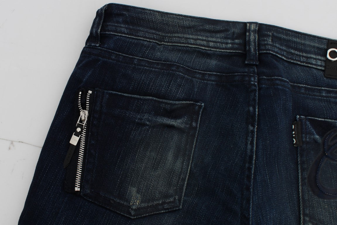 Blue Wash Cotton Slim Fit Skinny Jeans