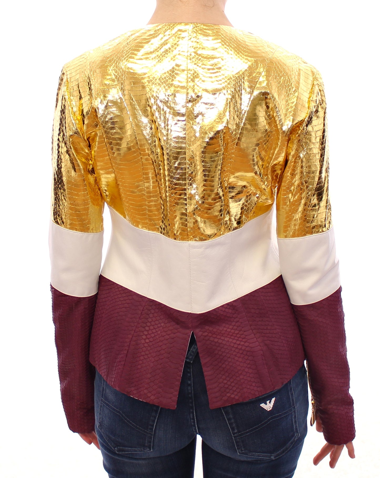 White Gold Purple Leather Jacket