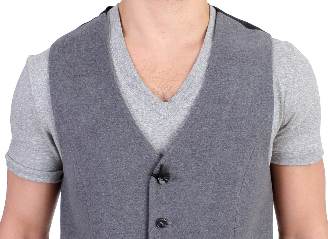 Gray cotton blend casual vest