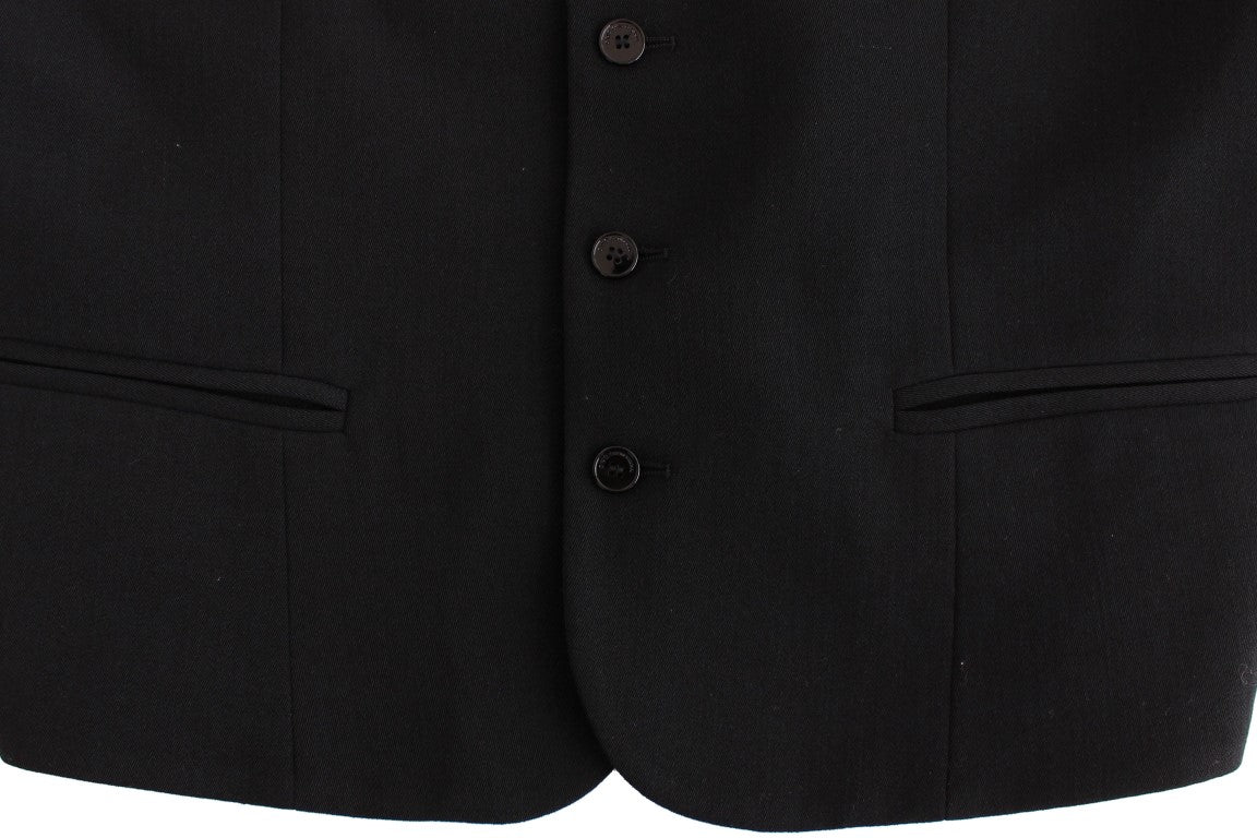 Black wool blend casual vest