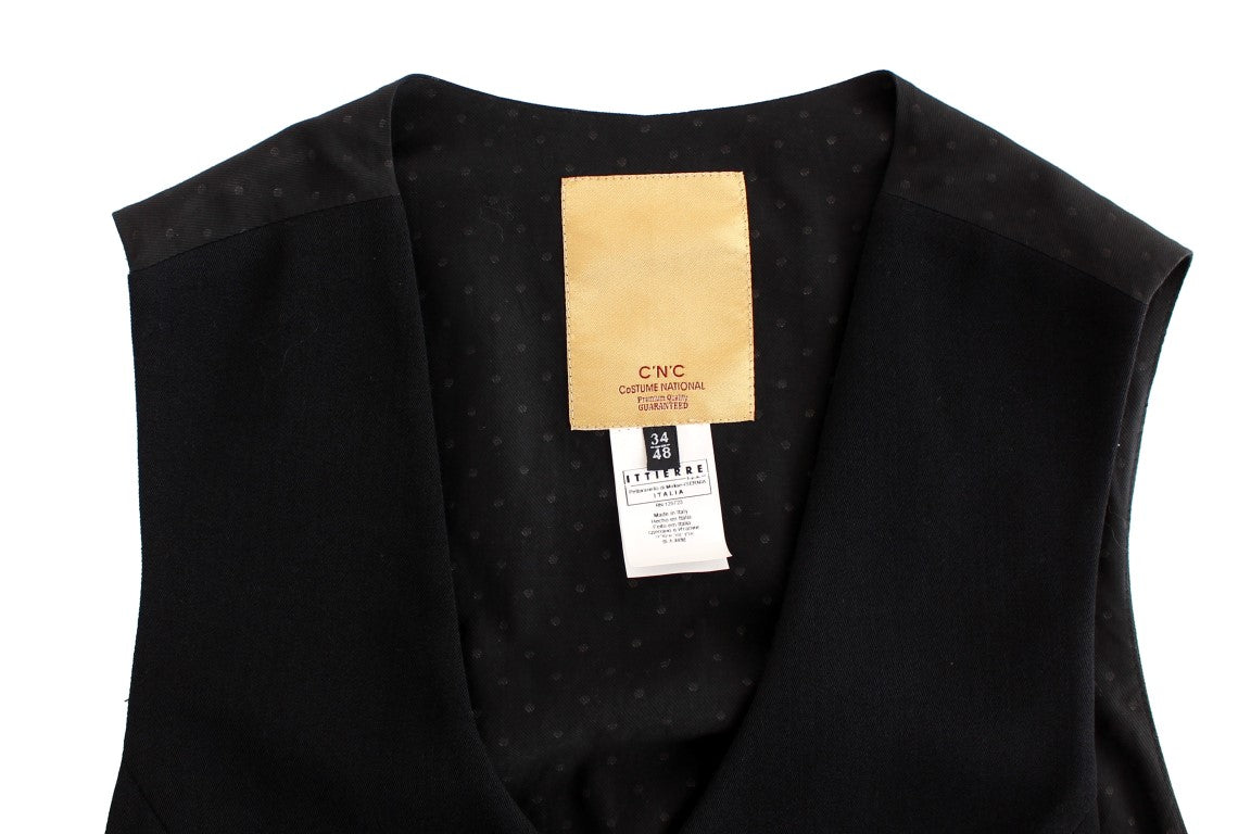 Black wool blend casual vest