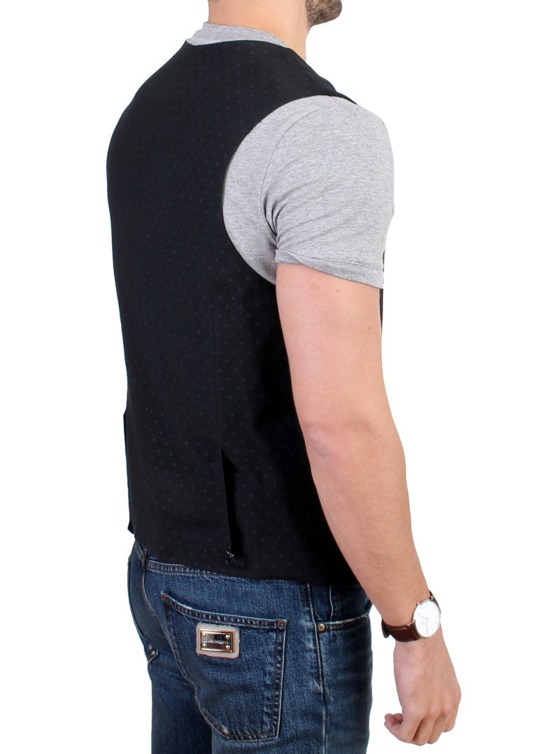 Black wool blend casual vest