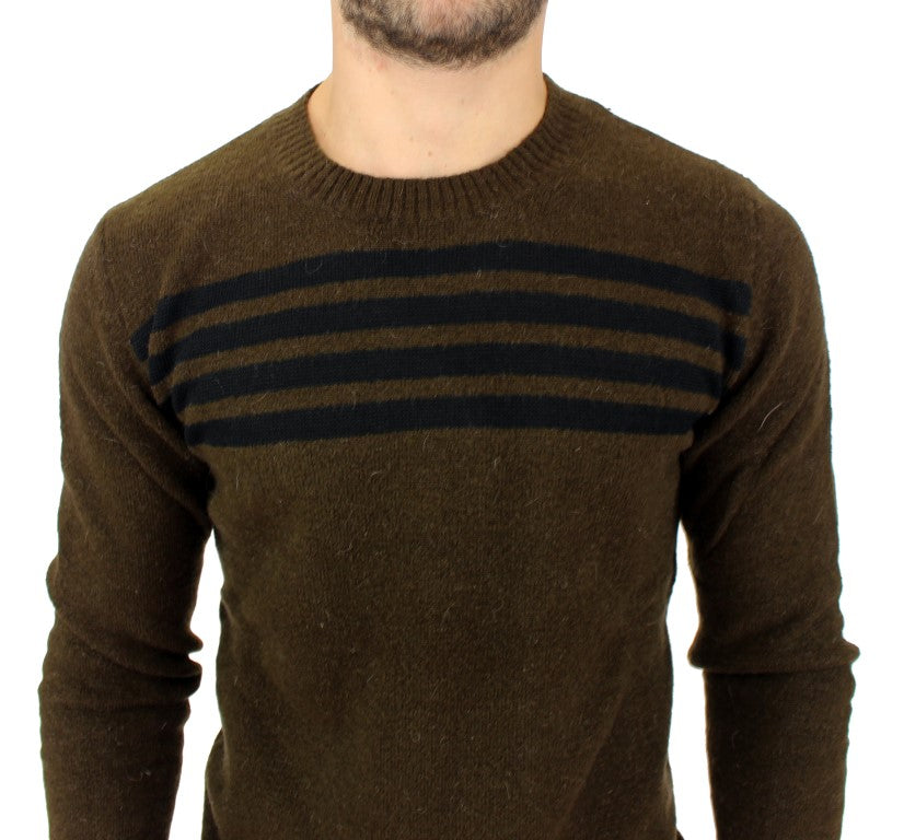 Brown striped crewneck sweater
