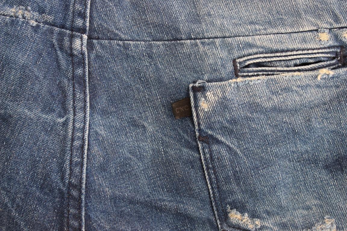 Blue distressed boyfriend jeans
