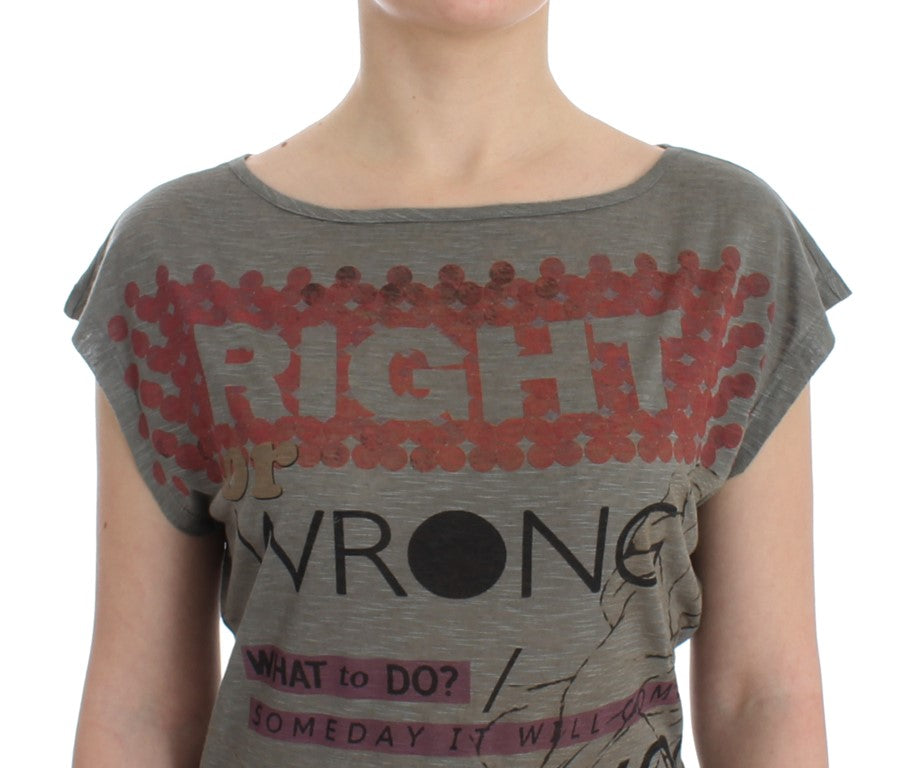 Gray print capsleeve t-shirt