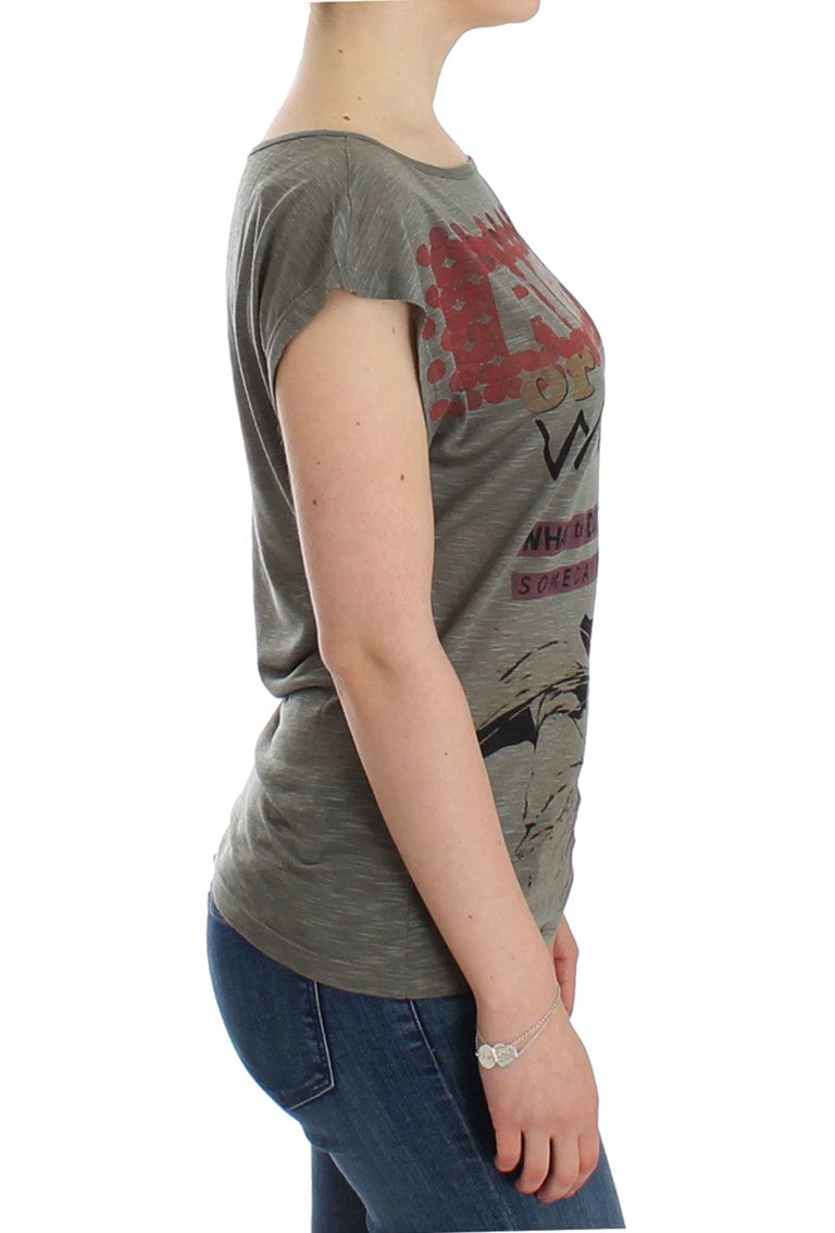 Gray print capsleeve t-shirt