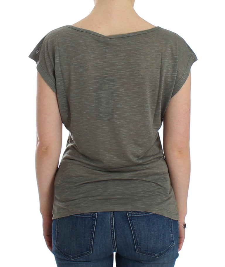 Gray print capsleeve t-shirt
