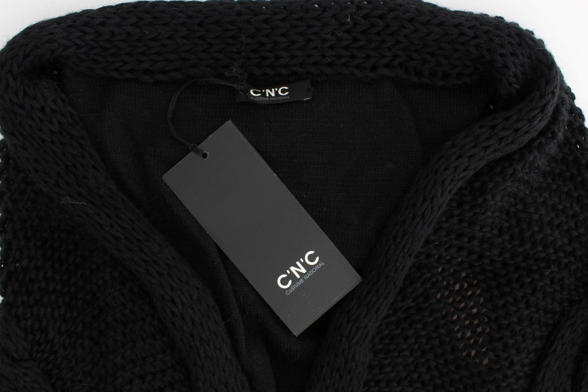 Black sleeveless knitted cardigan