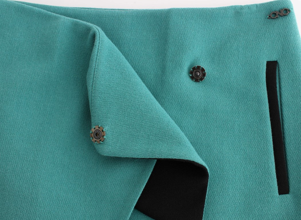 Blue wrap mini skirt