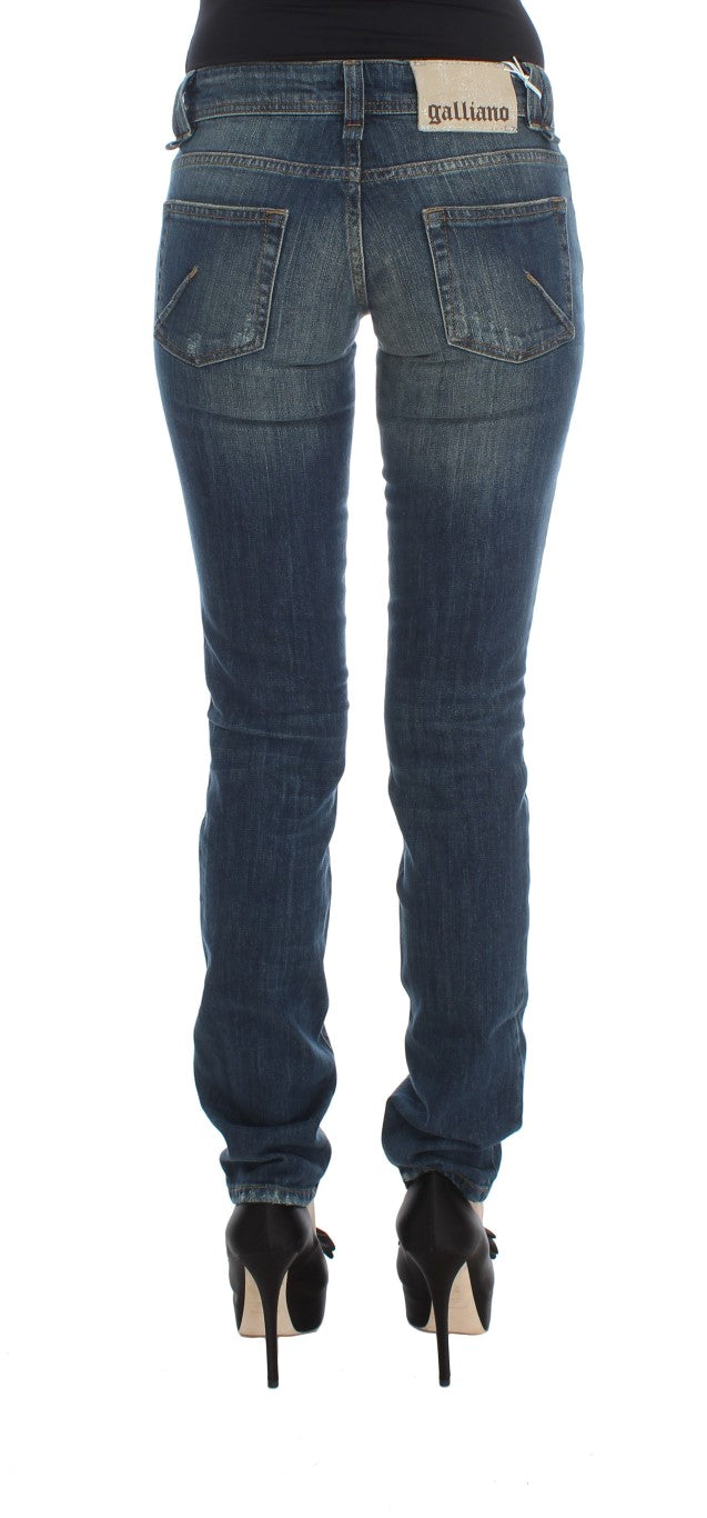Blue Wash Cotton Blend Slim Fit Jeans