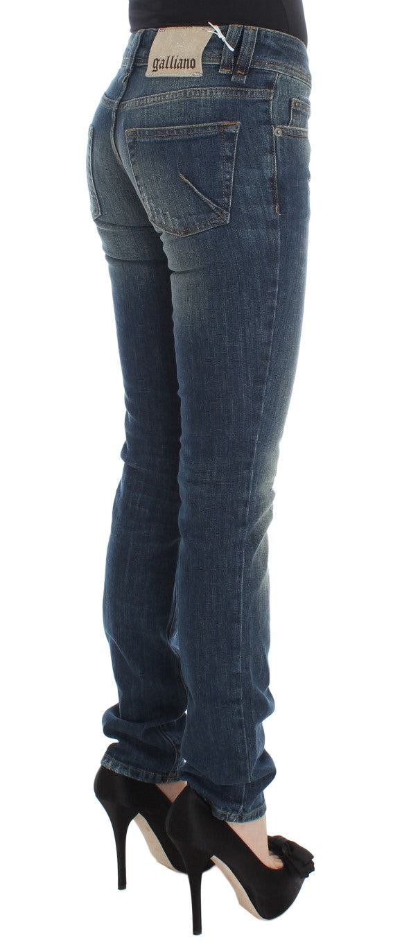 Blue Wash Cotton Blend Slim Fit Jeans