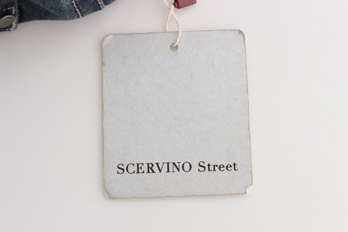 Blue Cotton Blend Slim Fit Jeans