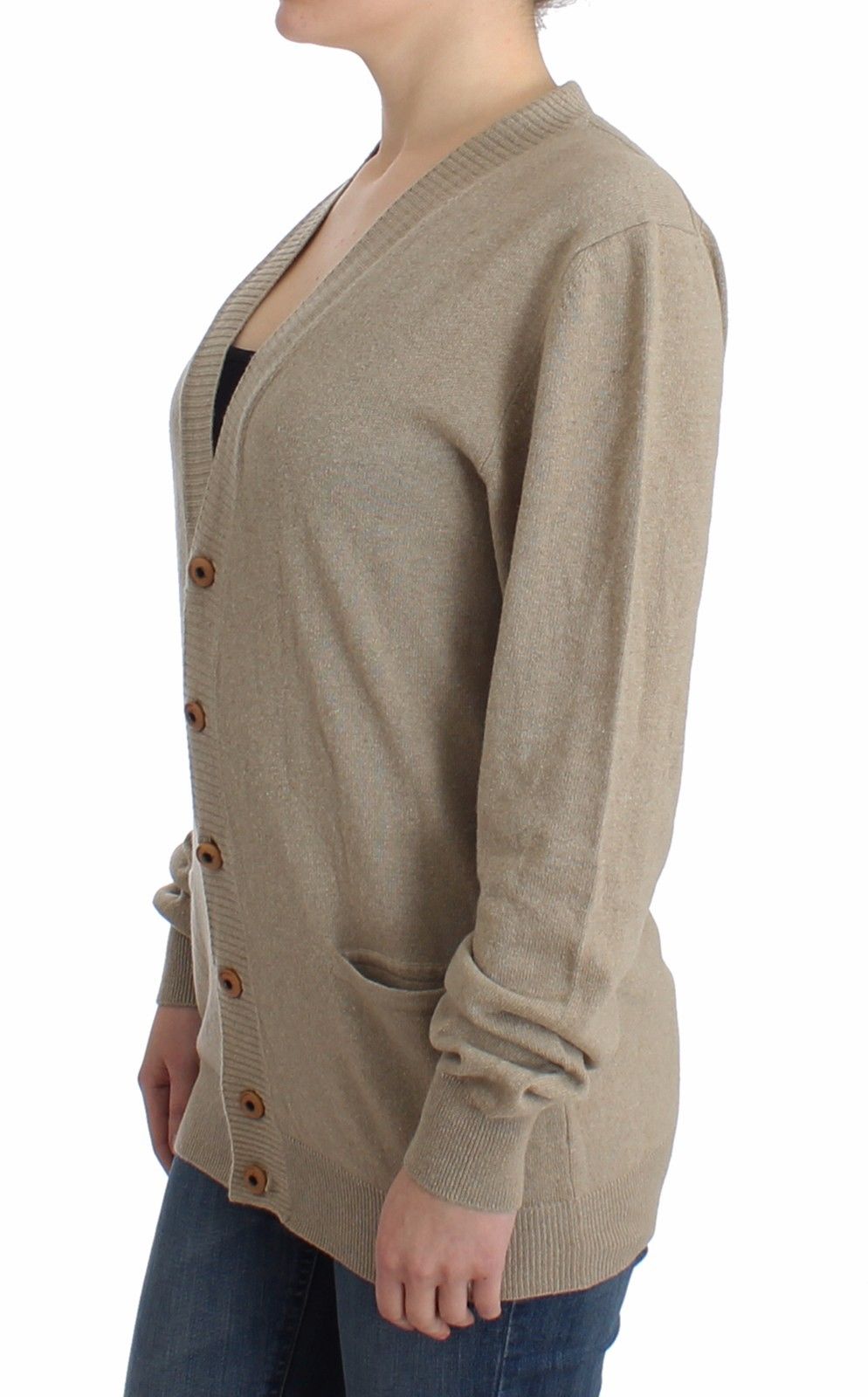 Beige Cardigan Wool Cashmere Sweater Knit