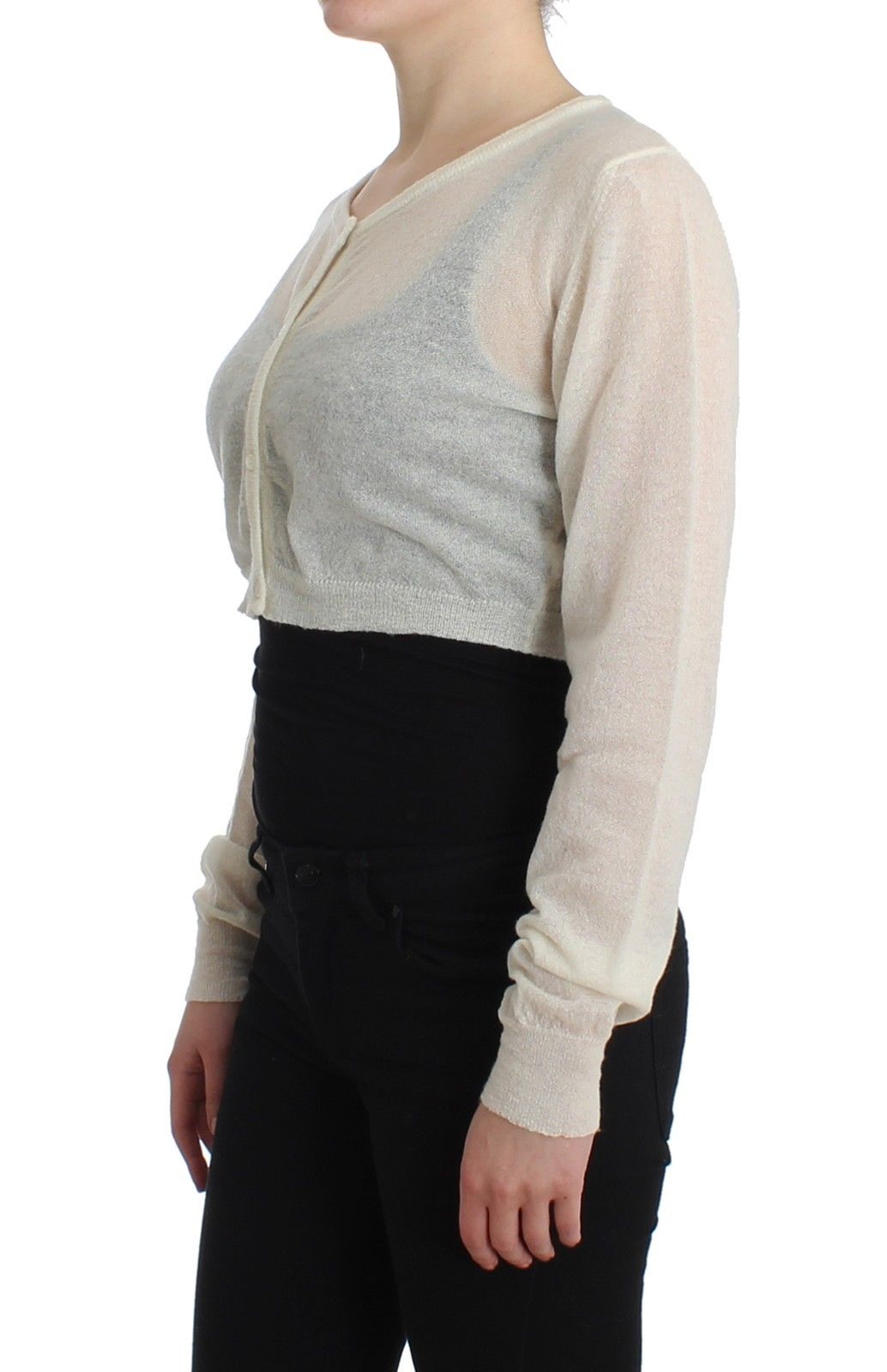 Lingerie Knit Cropped Wool Sweater Cardigan
