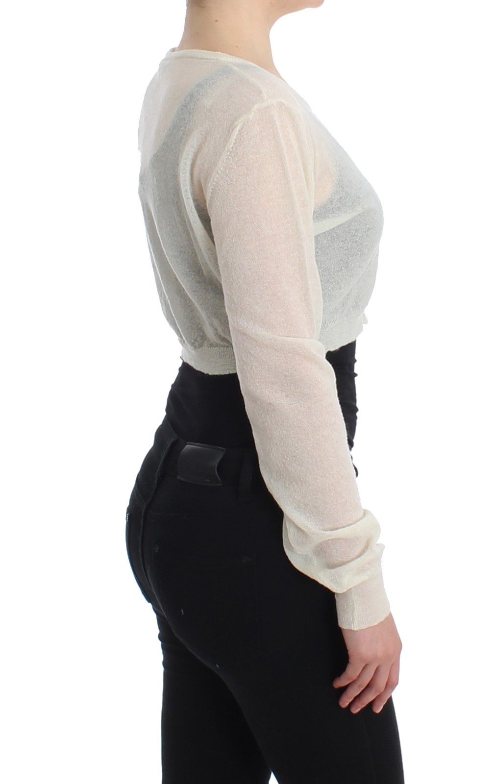 Lingerie Knit Cropped Wool Sweater Cardigan