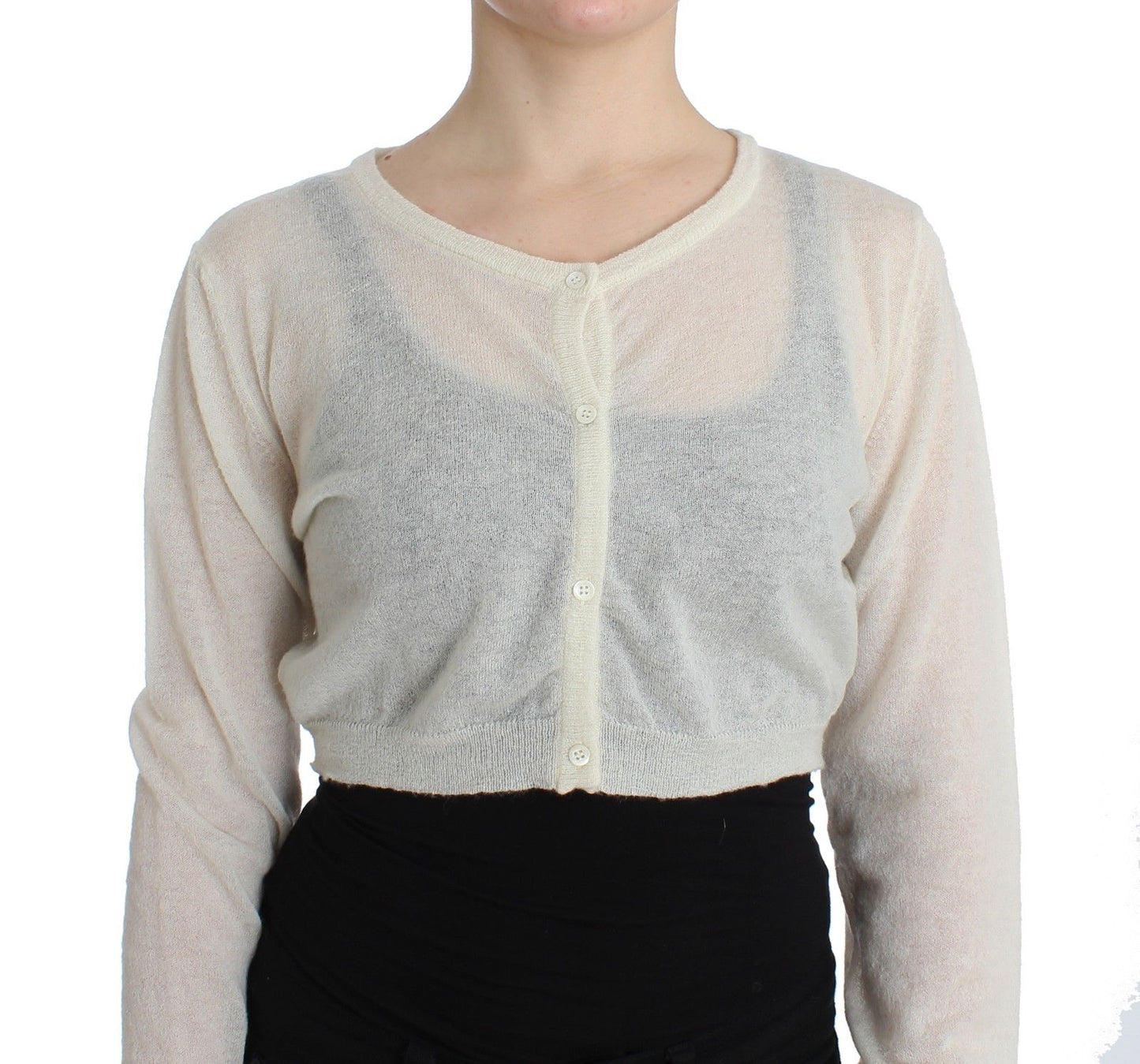 Lingerie Knit Cropped Wool Sweater Cardigan