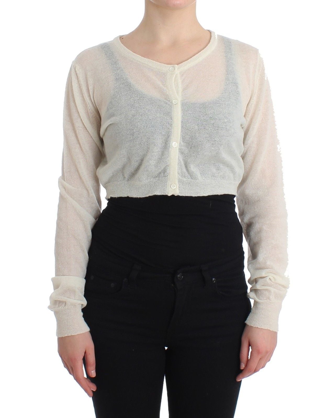 Lingerie Knit Cropped Wool Sweater Cardigan