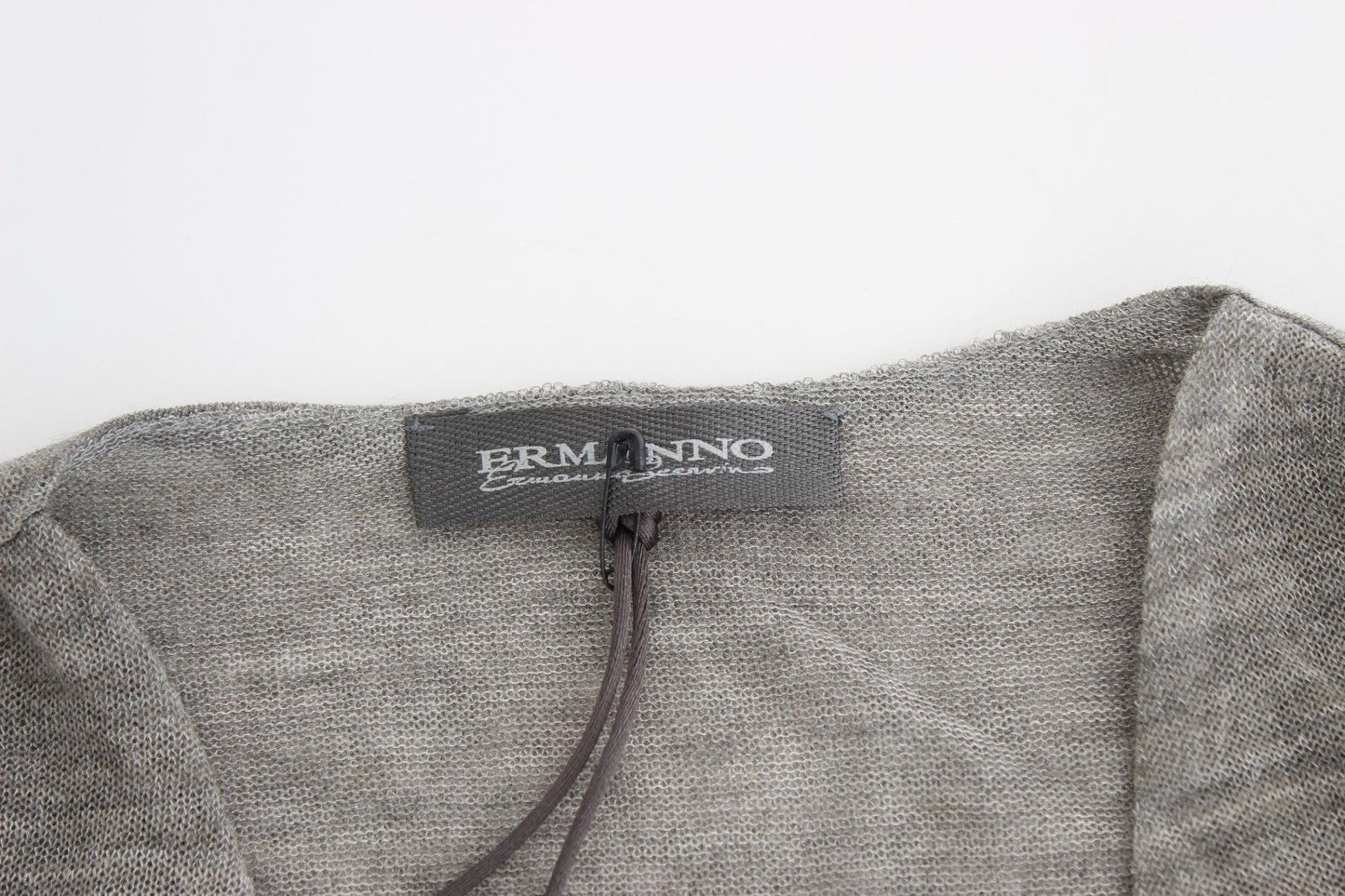 Gray Wool Blend Stretch Long Sleeve Sweater