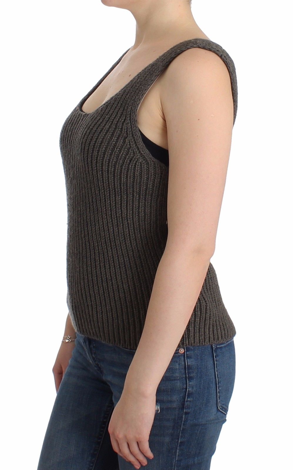 Gray Knit Top Knitted Sweater Merino Wool