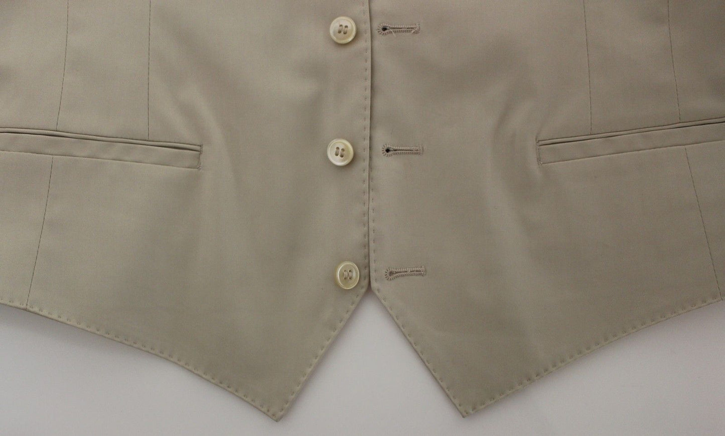 Beige Cotton Stretch Dress Vest Blazer