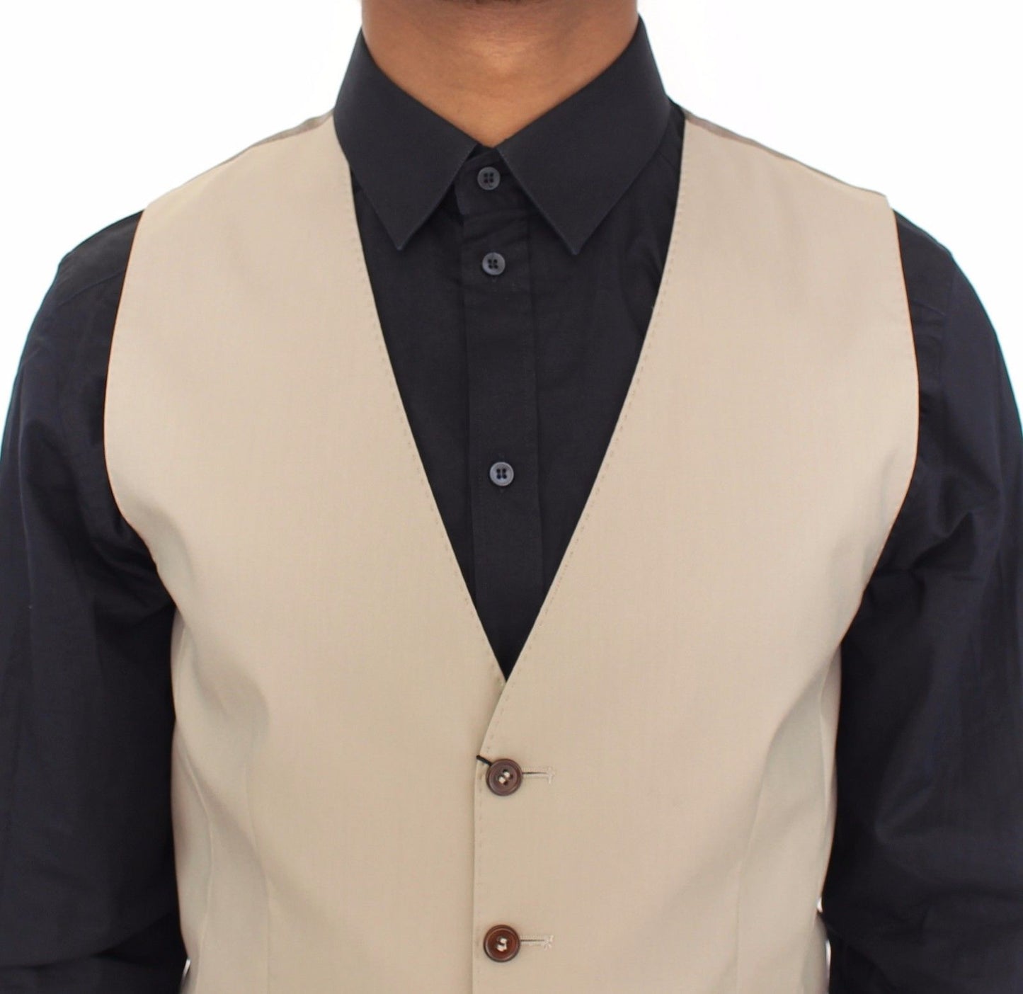 Beige Cotton Dress Vest Blazer Jacket