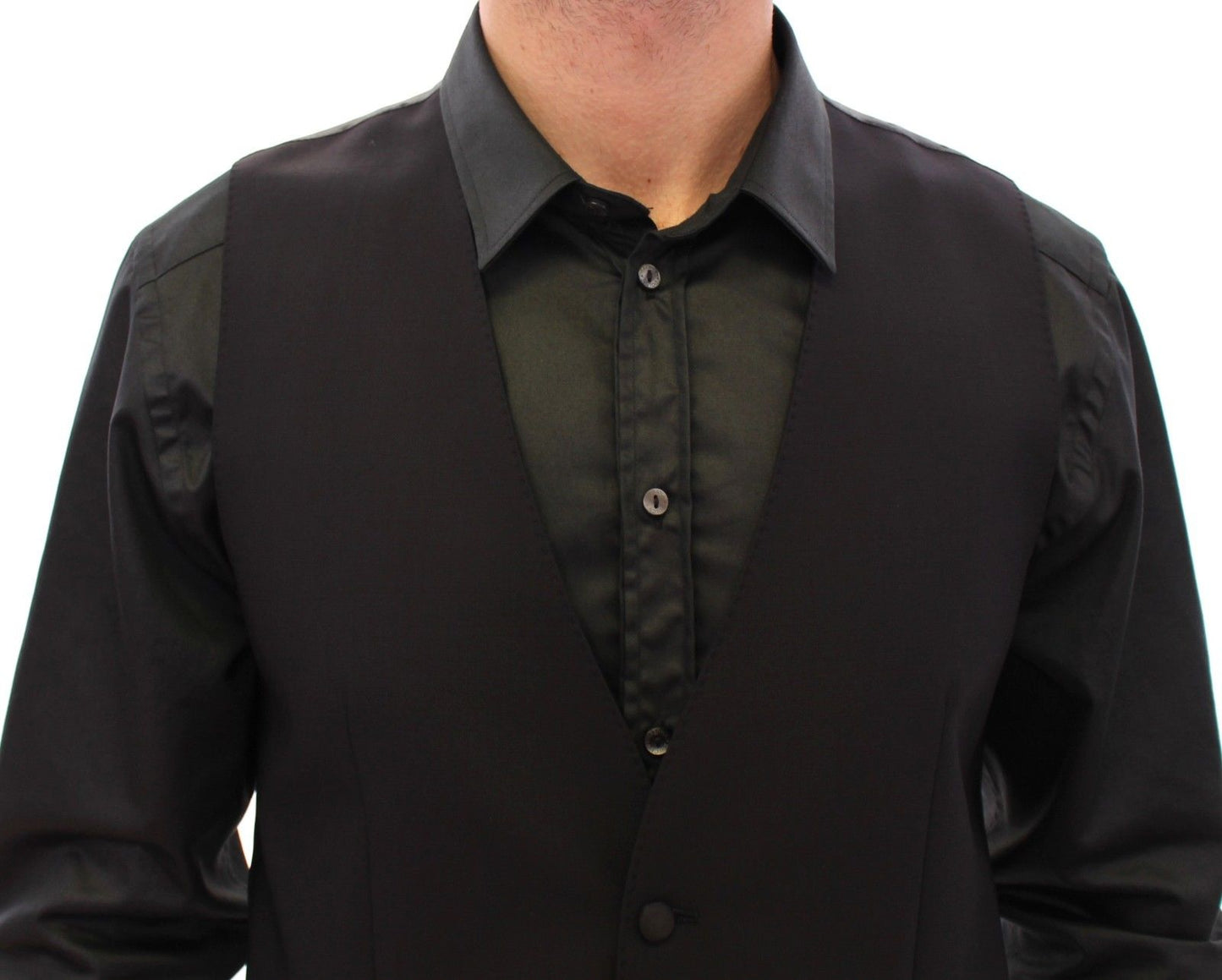 Black Wool Silk Dress Vest Gilet Weste