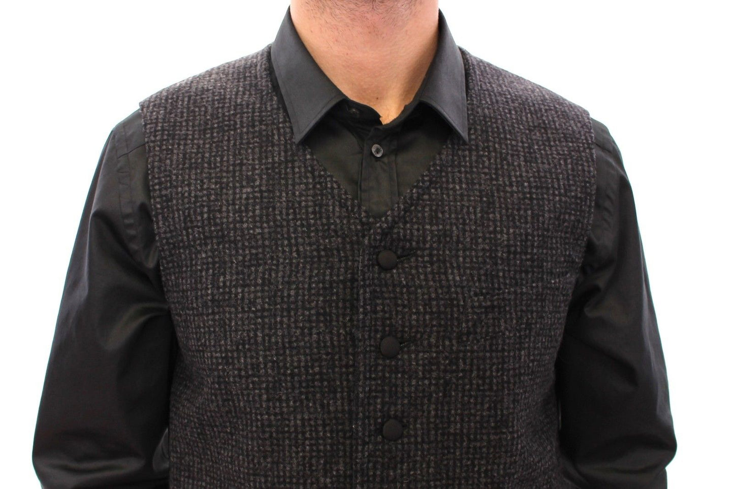 Gray Wool Blend Vest Gilet Weste