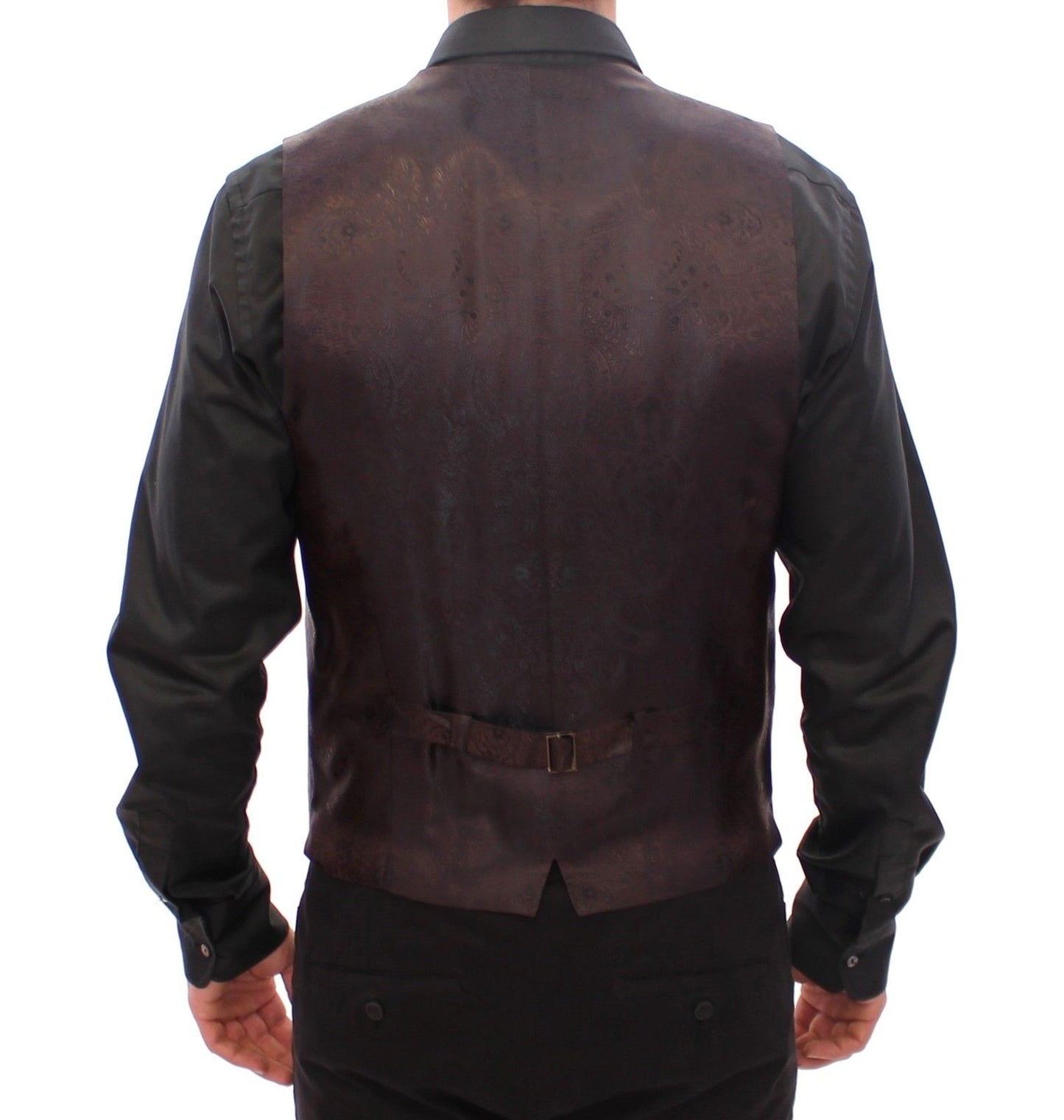 Brown Wool Single Breasted Vest Gilet