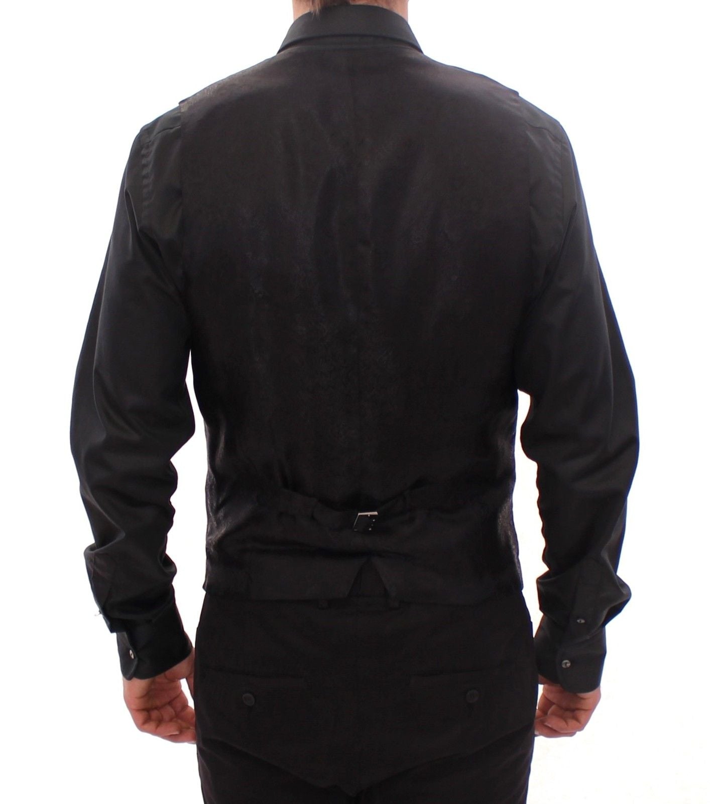 Black Wool Single Breasted Vest Gilet