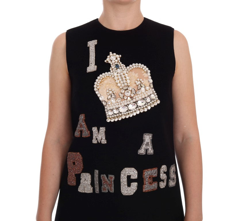 Black I AM A PRINCESS Crystal Shift Dress