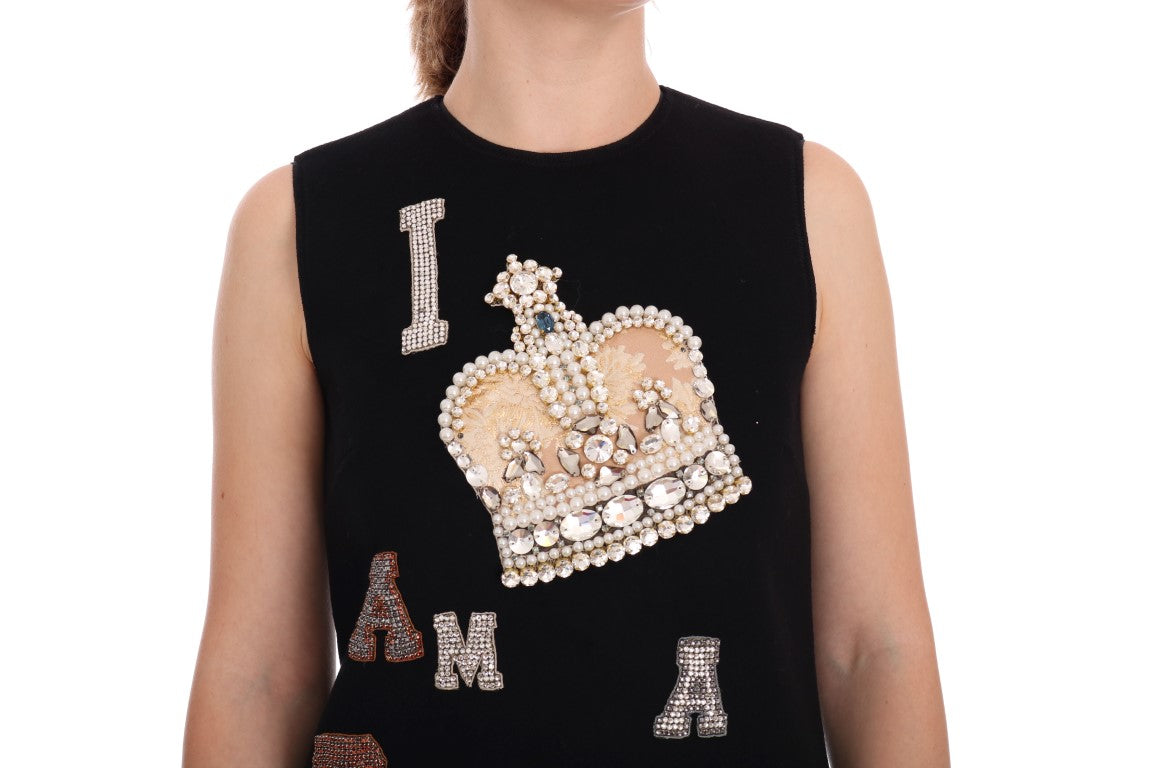 Black I AM A PRINCESS Crystal Shift Dress
