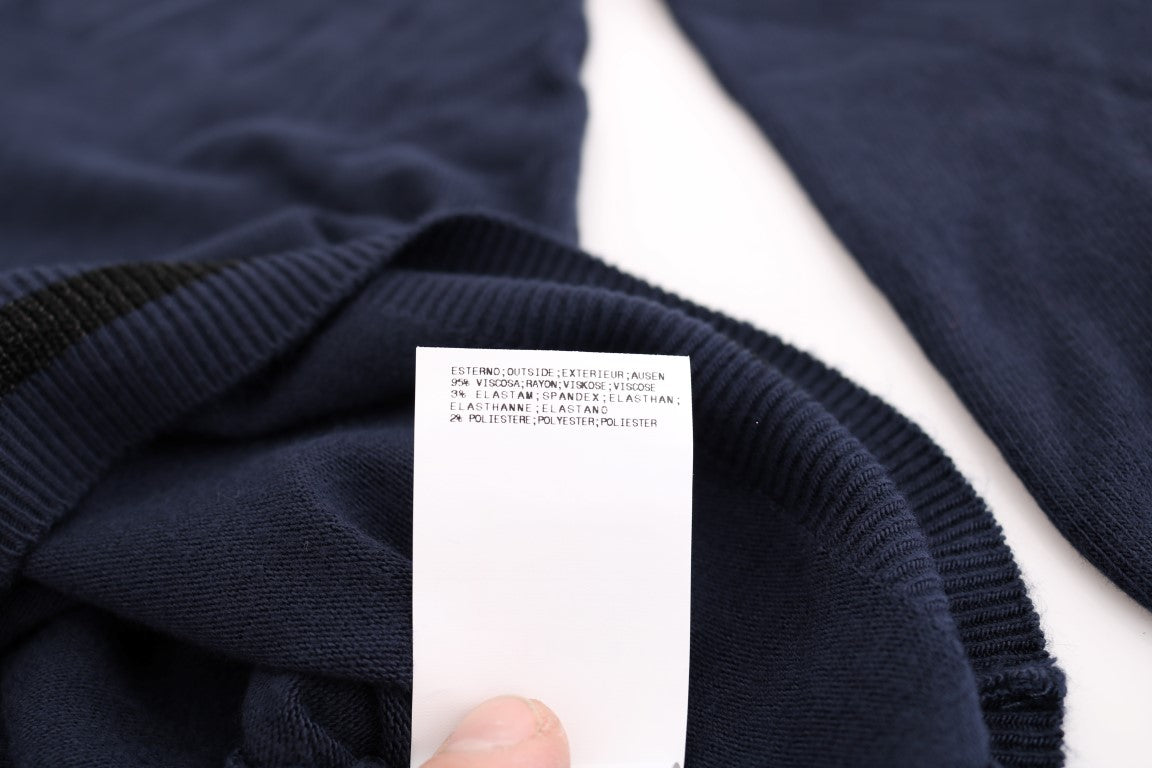 Blue V-neck Viscose Sweater