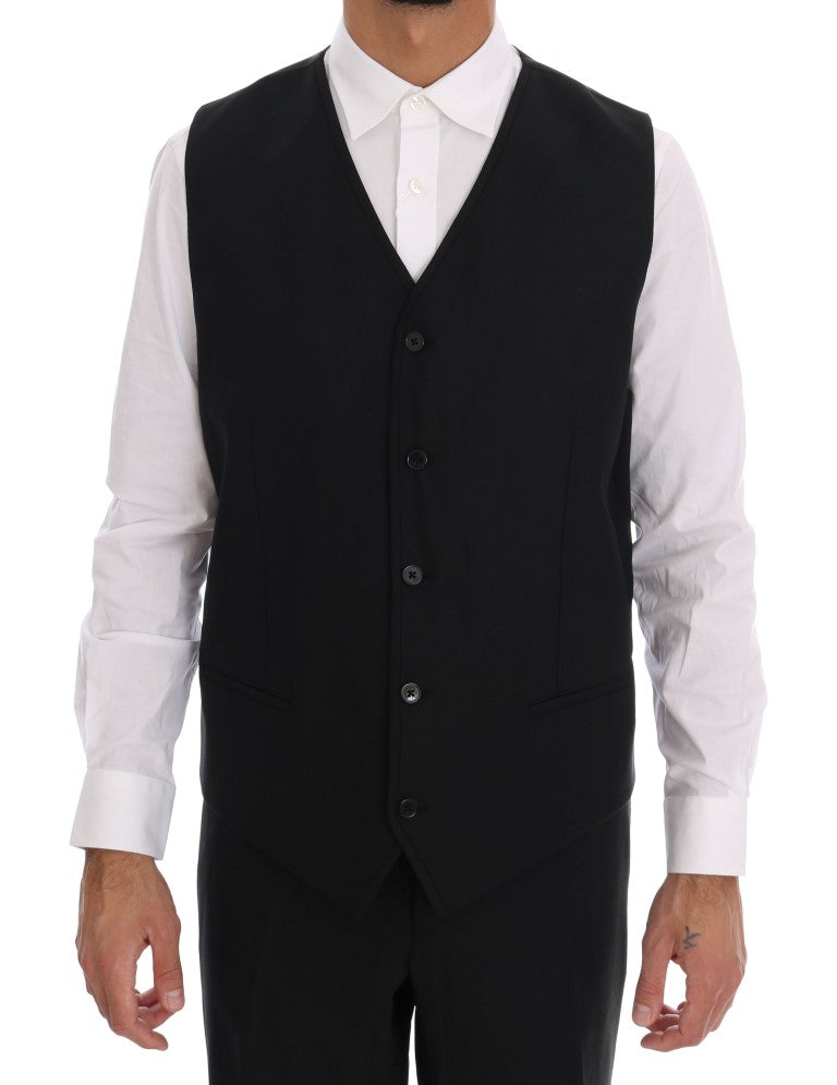 Black Wool Double Breasted Slim Fit Suit