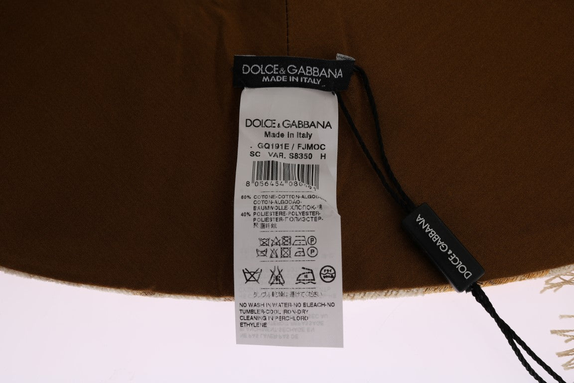 Beige Gold Jacquard Cotton Scarf